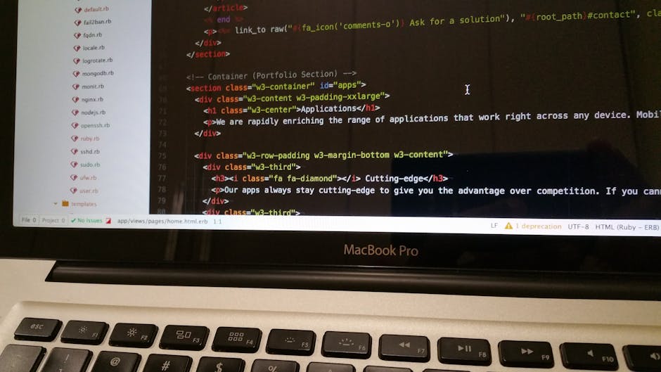 The image features a close-up of a white cap with the Puma logo in black resting on a desk beside a laptop. The laptop's screen is blurred and displays lines of colorful code or data, illuminated with